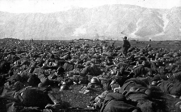 The Dark Hours of Italy; Exhausted by a forced march which saved them from encirclement... 1917. Creator: Unknown