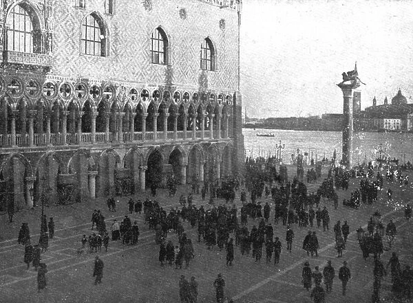 The Dark Hours of Italy; The 'Piazzetta', in front of the Doge's Palace.... 1917. Creator: Unknown. The Dark Hours of Italy; The 'Piazzetta', in front of the Doge's Palace.... 1917. Creator: Unknown