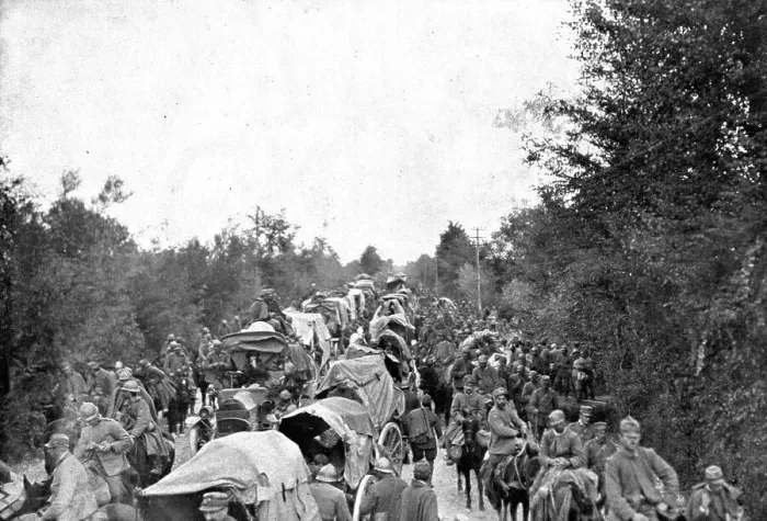 Framed Print : The Dark Hours of Italy; On the roads of the Lower Isonzo, the 3rd Italian army... 1917. Creator: Unknown Framed Print : The Dark Hours of Italy; On the roads of the Lower Isonzo, the 3rd Italian army... 1917. Creator: Unknown