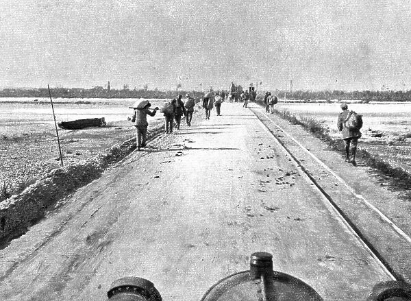 The Dark Hours of Italy; One of the Tagliamento bridges during the retreat... 1917. Creator: Unknown