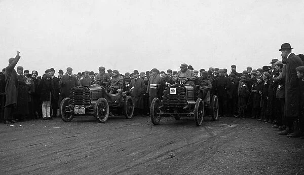 Darracqs at 1902 Bexhill speed trials. Creator: Unknown