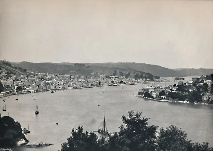 Framed Print : Dartmouth - General View, Showing the Britannia Floating Naval College, 1895 Framed Print : Dartmouth - General View, Showing the Britannia Floating Naval College, 1895