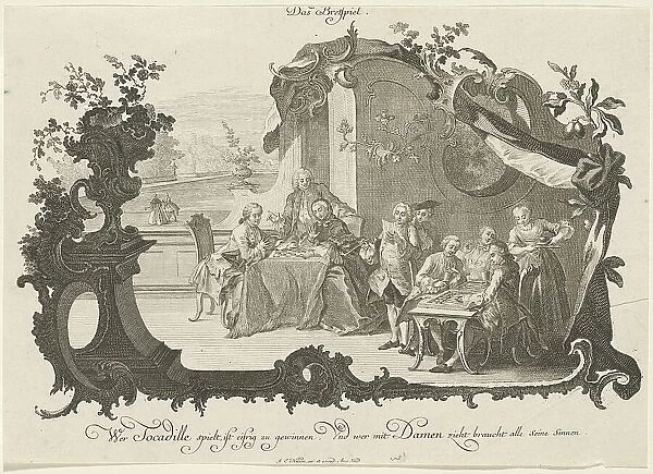 Das Bretspiel (Ladies and Gentlemen Playing Board Games), 1756. Creator: Johann Esaias Nilson