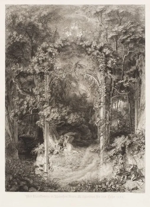 Framed Print : Das Waldfräulein (The Lady of the Forest), 1845. Creator: Eugen Napoleon Neureuther Framed Print : Das Waldfräulein (The Lady of the Forest), 1845. Creator: Eugen Napoleon Neureuther