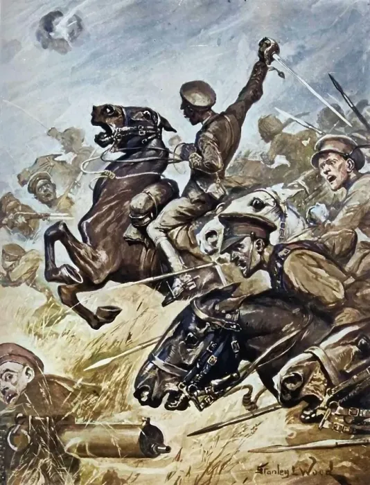 Framed Print : Dashing Dragoon Guards Rout German Infantry in the Great Advance, 1916. Creator: Unknown. Dashing Dragoon Guards Rout German Infantry in the Great Advance, 1916. Creator: Unknown Framed Print : Dashing Dragoon Guards Rout German Infantry in the Great Advance, 1916. Creator: Unknown. Dashing Dragoon Guards Rout German Infantry in the Great Advance, 1916. Creator: Unknown