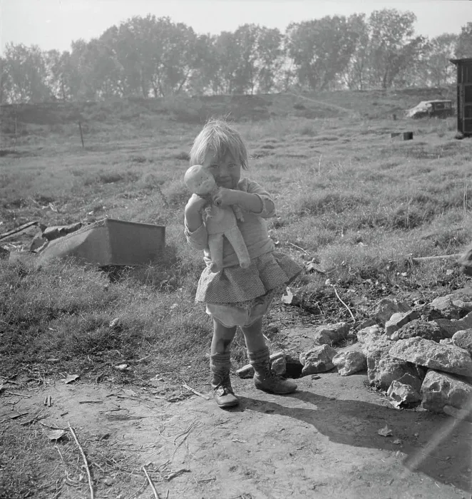 Framed Print : Daughter of a migrant fruit worker, American River camp outside of Sacramento, California, 1936. Creator: Dorothea Lange Framed Print : Daughter of a migrant fruit worker, American River camp outside of Sacramento, California, 1936. Creator: Dorothea Lange