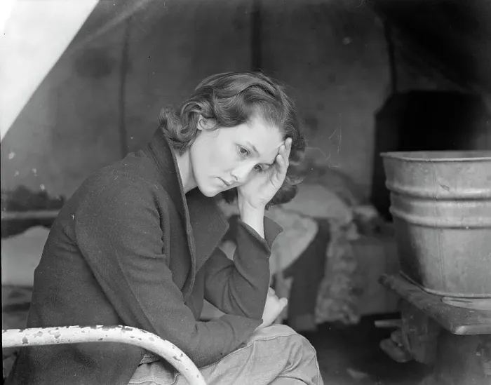 Framed Print : Daughter of migrant Tennessee coal miner, living in American River camp... CA, 1936. Creator: Dorothea Lange Framed Print : Daughter of migrant Tennessee coal miner, living in American River camp... CA, 1936. Creator: Dorothea Lange