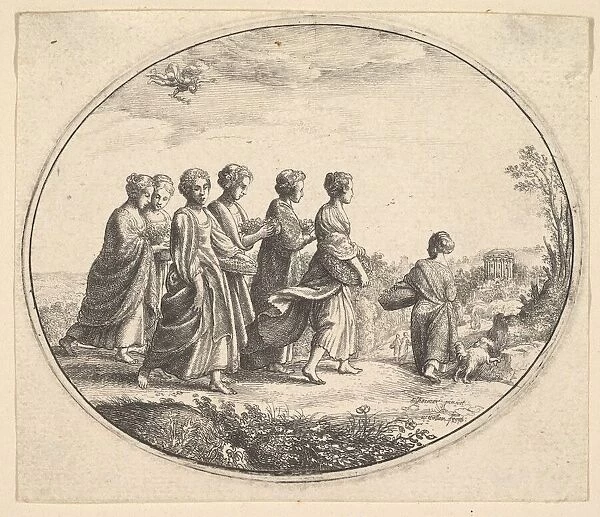 The daughters of Aglaura (Mercury and Herse), ca. 1646. Creator: Wenceslaus Hollar