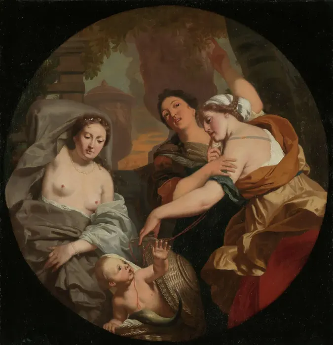 Framed Print : The Daughters of Cecrops find Erichthonius in the Basket, between 1685 and 1690. Creator: Gerard de Lairesse Framed Print : The Daughters of Cecrops find Erichthonius in the Basket, between 1685 and 1690. Creator: Gerard de Lairesse