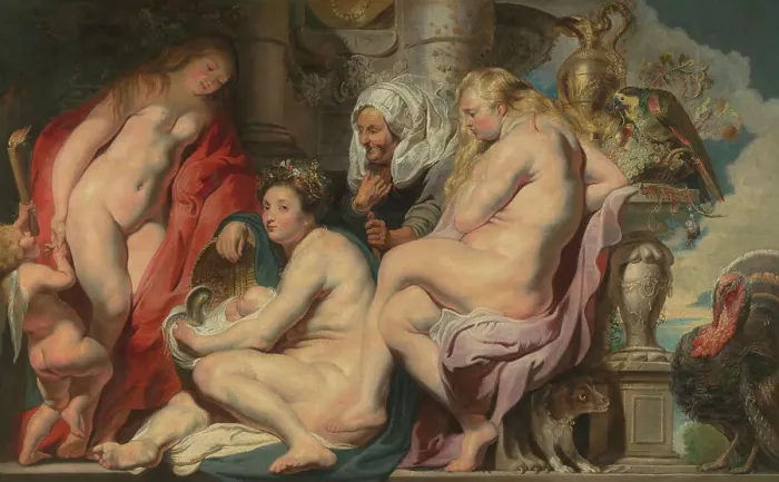Framed Print : The Daughters of Cecrops Finding the Child Erichthonius, 1617. Creator: Jacob Jordaens I Framed Print : The Daughters of Cecrops Finding the Child Erichthonius, 1617. Creator: Jacob Jordaens I