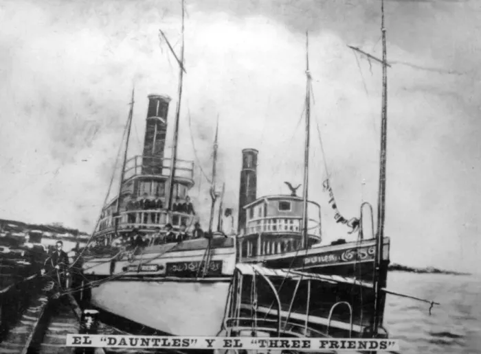 Framed Print : The Dauntless and the Three Friends, (1868), 1920s Framed Print : The Dauntless and the Three Friends, (1868), 1920s