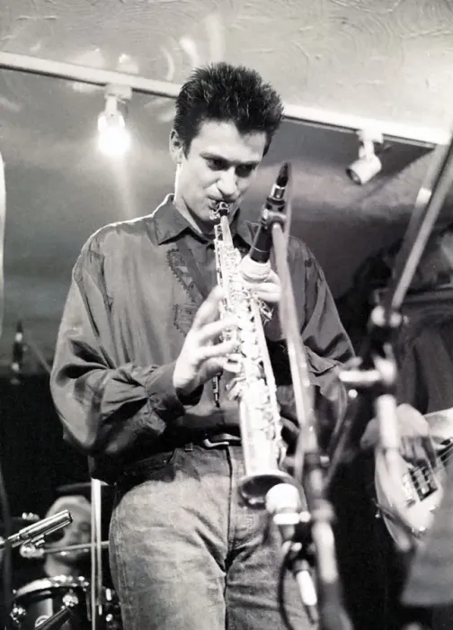 Framed Print : Dave O Higgins, saxophonist, Tenor Clef, London, 1991. Artist: Brian O Connor Framed Print : Dave O Higgins, saxophonist, Tenor Clef, London, 1991. Artist: Brian O Connor