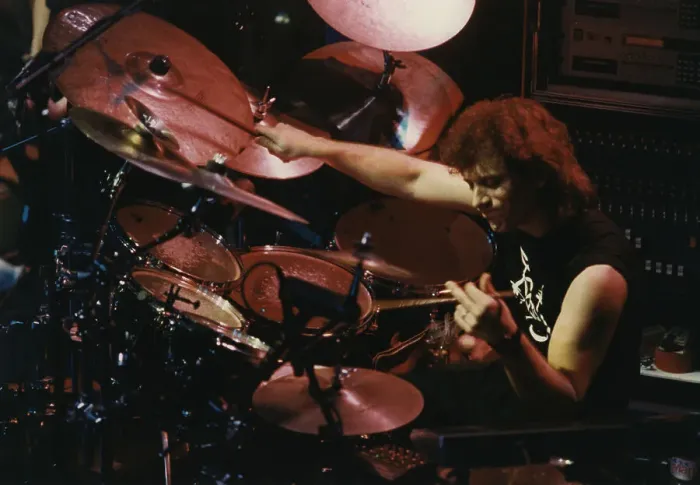 Framed Print : Dave Weckl, Cambridge Corn Exchange, Cambridge, 1992. Creator: Brian Foskett Framed Print : Dave Weckl, Cambridge Corn Exchange, Cambridge, 1992. Creator: Brian Foskett