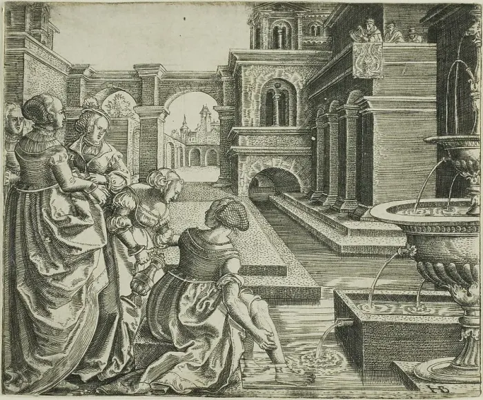 Framed Print : David and Bathsheba, c. 1545. Creator: Hans Brosamer Framed Print : David and Bathsheba, c. 1545. Creator: Hans Brosamer
