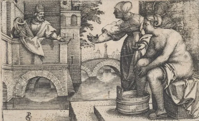 Framed Print : David and Bathsheba. Creator: Georg Pencz Framed Print : David and Bathsheba. Creator: Georg Pencz