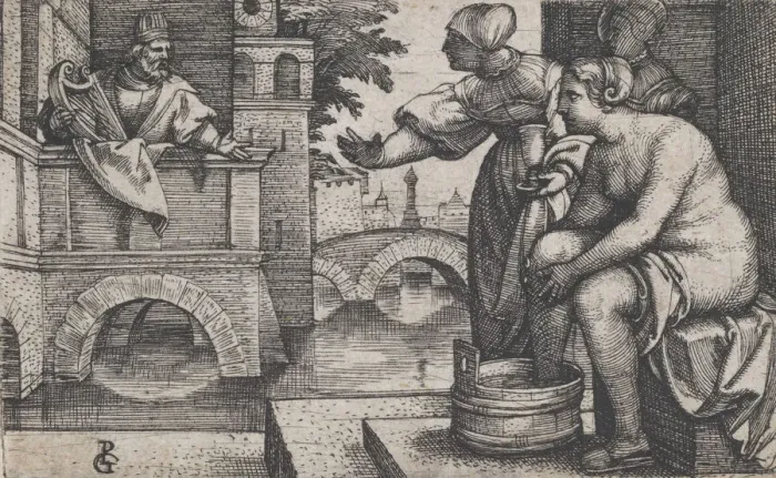 Framed Print : David and Bathsheba. Creator: Georg Pencz Framed Print : David and Bathsheba. Creator: Georg Pencz