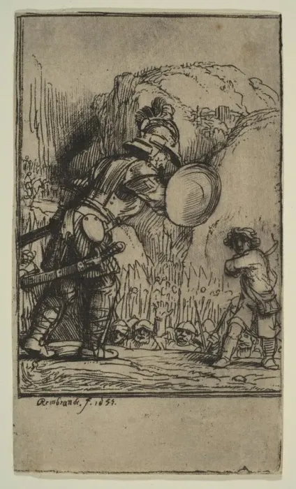 Framed Print : David and Goliath, 1655. Creator: Rembrandt Harmensz van Rijn Framed Print : David and Goliath, 1655. Creator: Rembrandt Harmensz van Rijn