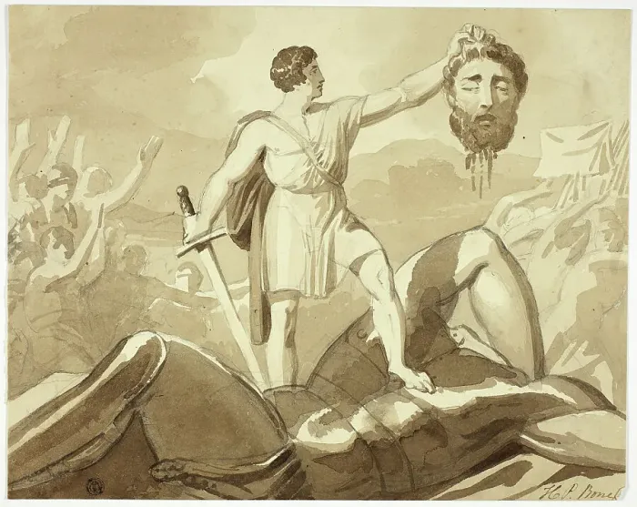 Framed Print : David and Goliath, n.d. Creator: Henry Pierce Bone Framed Print : David and Goliath, n.d. Creator: Henry Pierce Bone