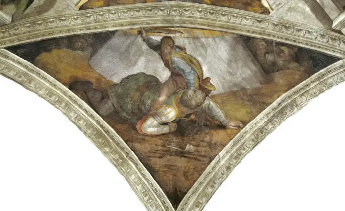Framed Print : David and Goliath (Sistine Chapel ceiling in the Vatican), 1508-1512 Framed Print : David and Goliath (Sistine Chapel ceiling in the Vatican), 1508-1512