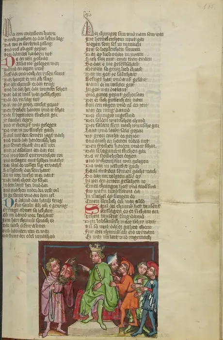 Framed Print : David with the Head of Goliath before Saul; Weltchronik, about 1400-1410. Creator: Unknown Framed Print : David with the Head of Goliath before Saul; Weltchronik, about 1400-1410. Creator: Unknown