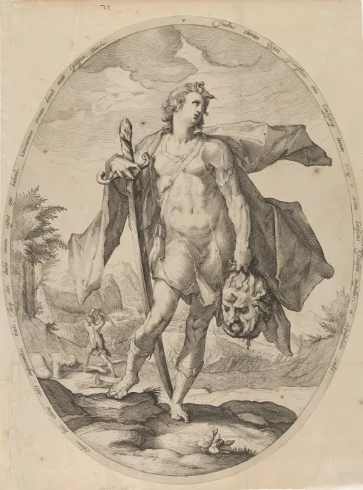 Framed Print : David from Heroes and Heroines of the Old Testament, ca. 1597. ca. 1597 Framed Print : David from Heroes and Heroines of the Old Testament, ca. 1597. ca. 1597
