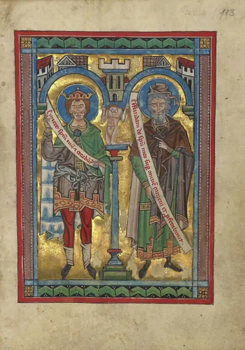 Framed Print : David and Joel; Psalter, about 1240-1250. Creator: Unknown Framed Print : David and Joel; Psalter, about 1240-1250. Creator: Unknown