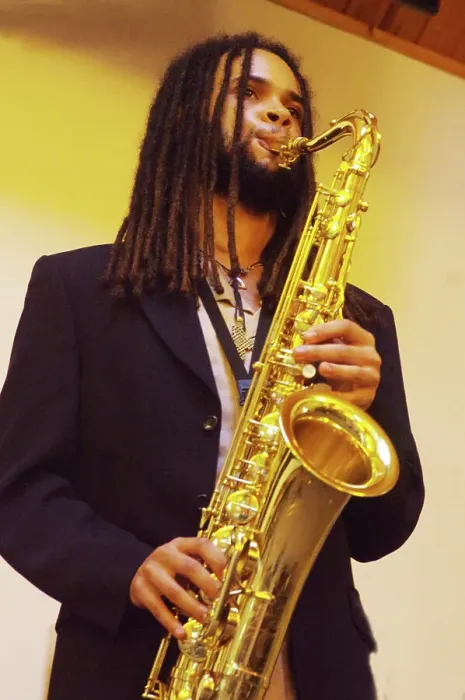 Framed Print : David Kayode, Gary Crosby Sextet, National Jazz Archive, Loughton, Essex, Oct 2023. Creator: Brian O'Connor Framed Print : David Kayode, Gary Crosby Sextet, National Jazz Archive, Loughton, Essex, Oct 2023. Creator: Brian O'Connor