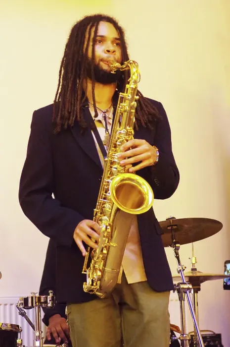 Framed Print : David Kayode, Gary Crosby Sextet, National Jazz Archive, Loughton, Essex, October 2023. Creator: Brian O'Connor Framed Print : David Kayode, Gary Crosby Sextet, National Jazz Archive, Loughton, Essex, October 2023. Creator: Brian O'Connor
