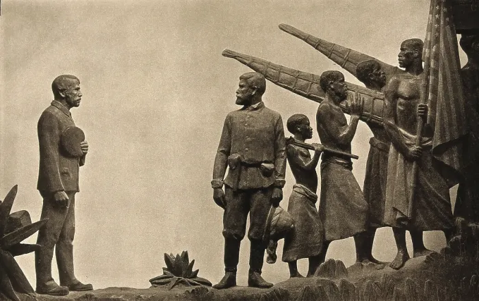 Framed Print : David Livingstone memorial in Blantyre; Livingstone bidding farewell to Stanley, c1910s.. Creator: Unknown Framed Print : David Livingstone memorial in Blantyre; Livingstone bidding farewell to Stanley, c1910s.. Creator: Unknown