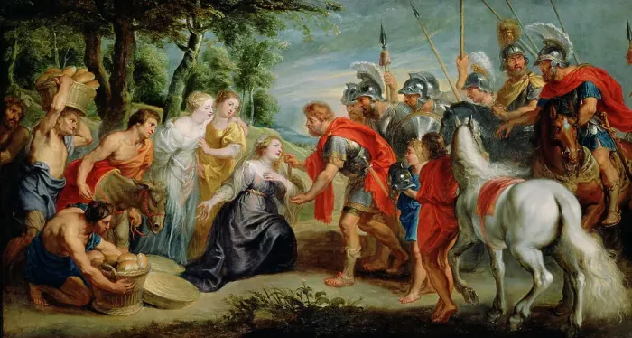 Framed Print : David Meeting Abigail, early 1630s. Creator: Workshop of Peter Paul Rubens Framed Print : David Meeting Abigail, early 1630s. Creator: Workshop of Peter Paul Rubens