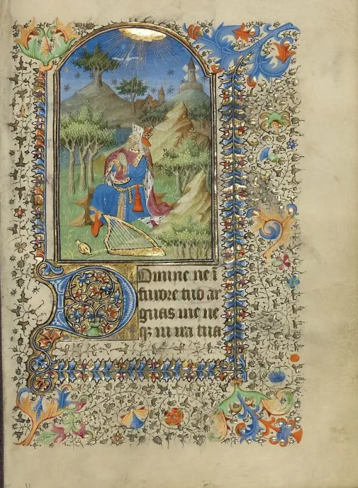 Framed Print : David in Prayer; Book of Hours, about 1420-1430. Creator: Master of the Harvard Hannibal Framed Print : David in Prayer; Book of Hours, about 1420-1430. Creator: Master of the Harvard Hannibal