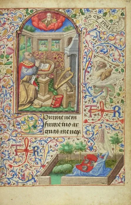 Framed Print : David in Prayer; Hours of Simon de Varie, 1455. Creator: Dunois Master Framed Print : David in Prayer; Hours of Simon de Varie, 1455. Creator: Dunois Master