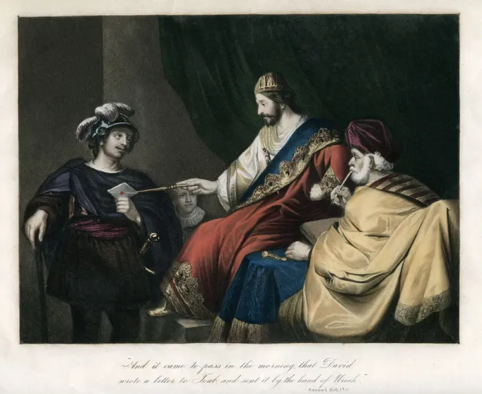 Framed Print : David wrote a letter to Joab, and sent it by the hand of Uriah, c1850 Framed Print : David wrote a letter to Joab, and sent it by the hand of Uriah, c1850
