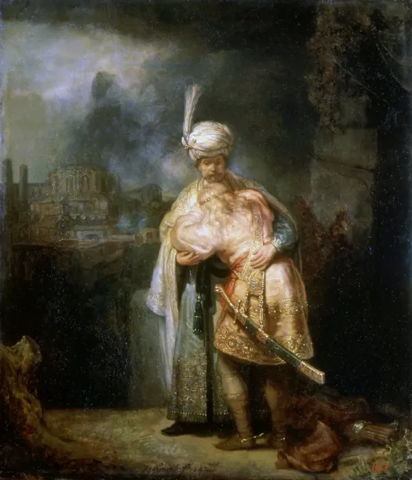 Framed Print : Davids Farewell to Jonathan, 1642. Artist: Rembrandt Harmensz van Rijn Framed Print : Davids Farewell to Jonathan, 1642. Artist: Rembrandt Harmensz van Rijn