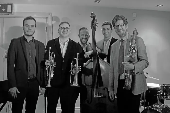 Framed Print : Davison-Hemstock Quintet, Spike's Place, Beckenham, Kent, 2024. Creator: Brian O'Connor Framed Print : Davison-Hemstock Quintet, Spike's Place, Beckenham, Kent, 2024. Creator: Brian O'Connor