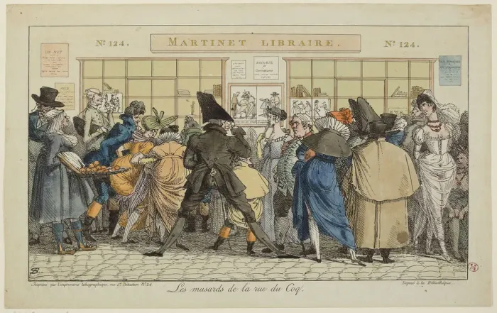 Framed Print : Dawdlers of the Rue du Coq or The Martinets printshop, c. 1810 Framed Print : Dawdlers of the Rue du Coq or The Martinets printshop, c. 1810