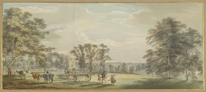 Framed Print : Dawn in Luton Park, 1763 / 1765. Creator: Paul Sandby Framed Print : Dawn in Luton Park, 1763 / 1765. Creator: Paul Sandby