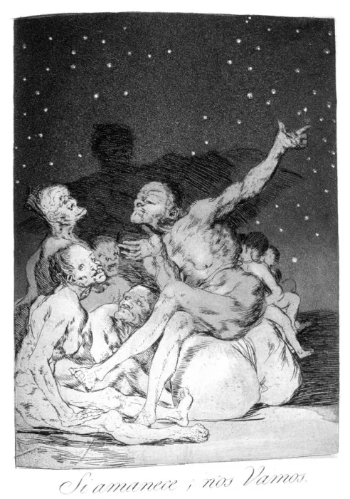 Framed Print : When day breaks we will be off!, 1799. Artist: Francisco Goya