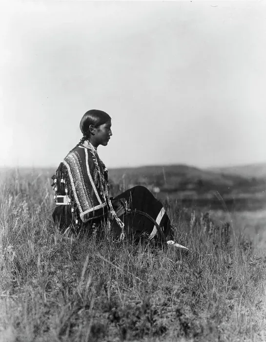 Framed Print : Day dreams-Piegan, c1910. Creator: Edward Sheriff Curtis Framed Print : Day dreams-Piegan, c1910. Creator: Edward Sheriff Curtis
