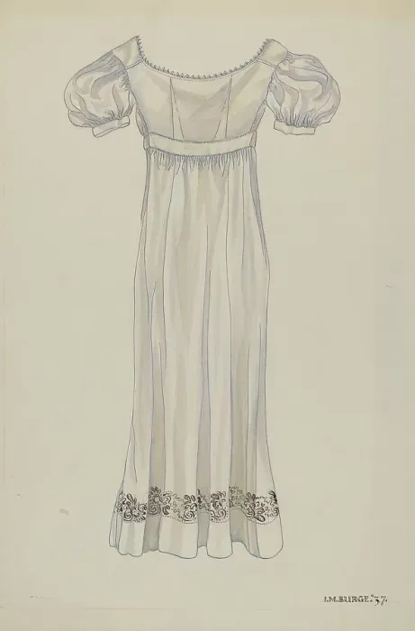 Framed Print : Day Dress, 1937. Creator: Irene M. Burge Framed Print : Day Dress, 1937. Creator: Irene M. Burge