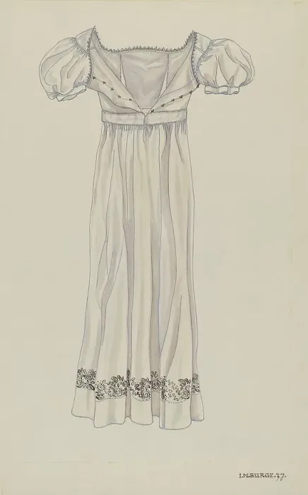 Framed Print : Day Dress, 1937. Creator: Irene M. Burge Framed Print : Day Dress, 1937. Creator: Irene M. Burge