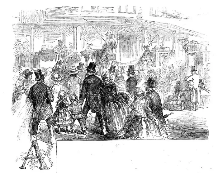Framed Print : A Day at London Bridge Station, 1858. Creator: Unknown Framed Print : A Day at London Bridge Station, 1858. Creator: Unknown