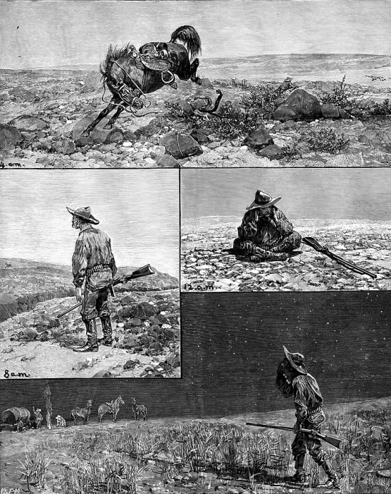 Framed Print : A day's antelope-hunting in Nevada, North America, 1890. Creator: Unknown Framed Print : A day's antelope-hunting in Nevada, North America, 1890. Creator: Unknown