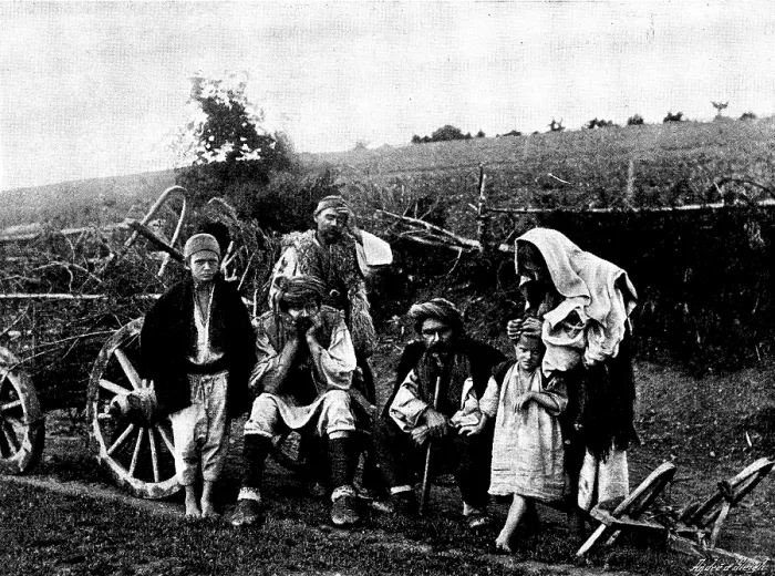 Framed Print : Ten Days in Bosnia - Bosnian peasants and wagon, 1895. Creator: Andre & Sleigh Framed Print : Ten Days in Bosnia - Bosnian peasants and wagon, 1895. Creator: Andre & Sleigh