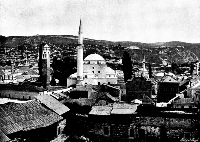 Framed Print : Ten Days in Bosnia - Golden Serajevo, 1895. Creator: Andre & Sleigh Framed Print : Ten Days in Bosnia - Golden Serajevo, 1895. Creator: Andre & Sleigh