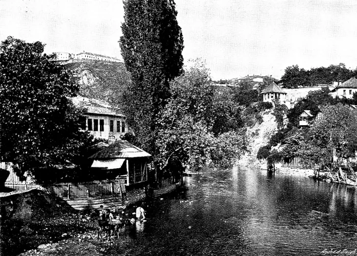 Framed Print : Ten Days in Bosnia - A view below Jajce, 1895. Creator: Andre & Sleigh Framed Print : Ten Days in Bosnia - A view below Jajce, 1895. Creator: Andre & Sleigh