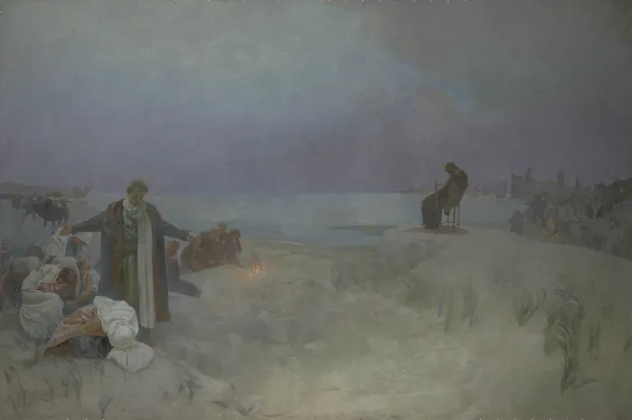Framed Print : The Last Days of Jan Amos Komensky in Naarden (The cycle The Slav Epic), 1912. Creator: Mucha, Alfons Marie (1860-1939) Framed Print : The Last Days of Jan Amos Komensky in Naarden (The cycle The Slav Epic), 1912. Creator: Mucha, Alfons Marie (1860-1939)