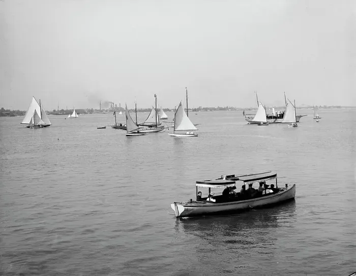 Framed Print : D.B.C.Y. [Detroit Boat Club yacht] regatta, part of the fleet, between 1900 and 1910. Creator: Unknown