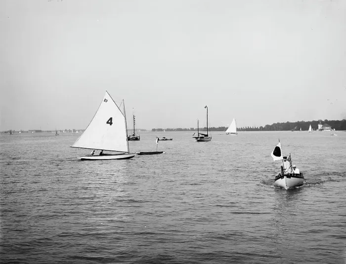 Framed Print : D.B.C.Y. [Detroit Boat Club yacht] regatta, # 19 first on 2nd turn, between 1900 and 1910. Creator: Unknown
