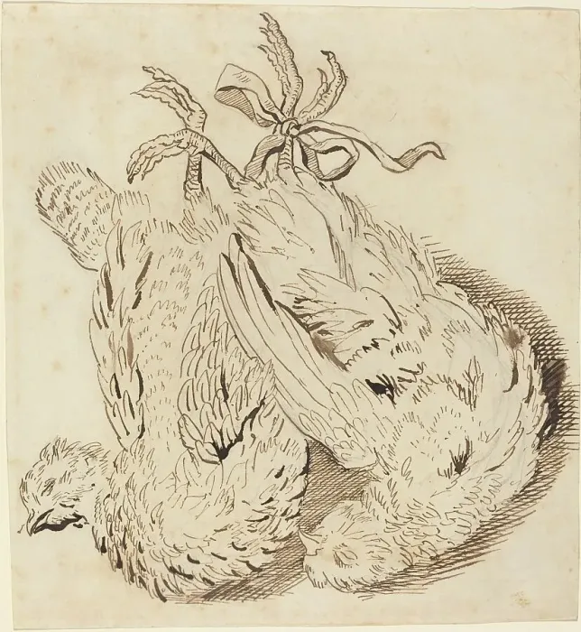 Framed Print : Two Dead Chickens, 18th century. Creator: Unknown Framed Print : Two Dead Chickens, 18th century. Creator: Unknown